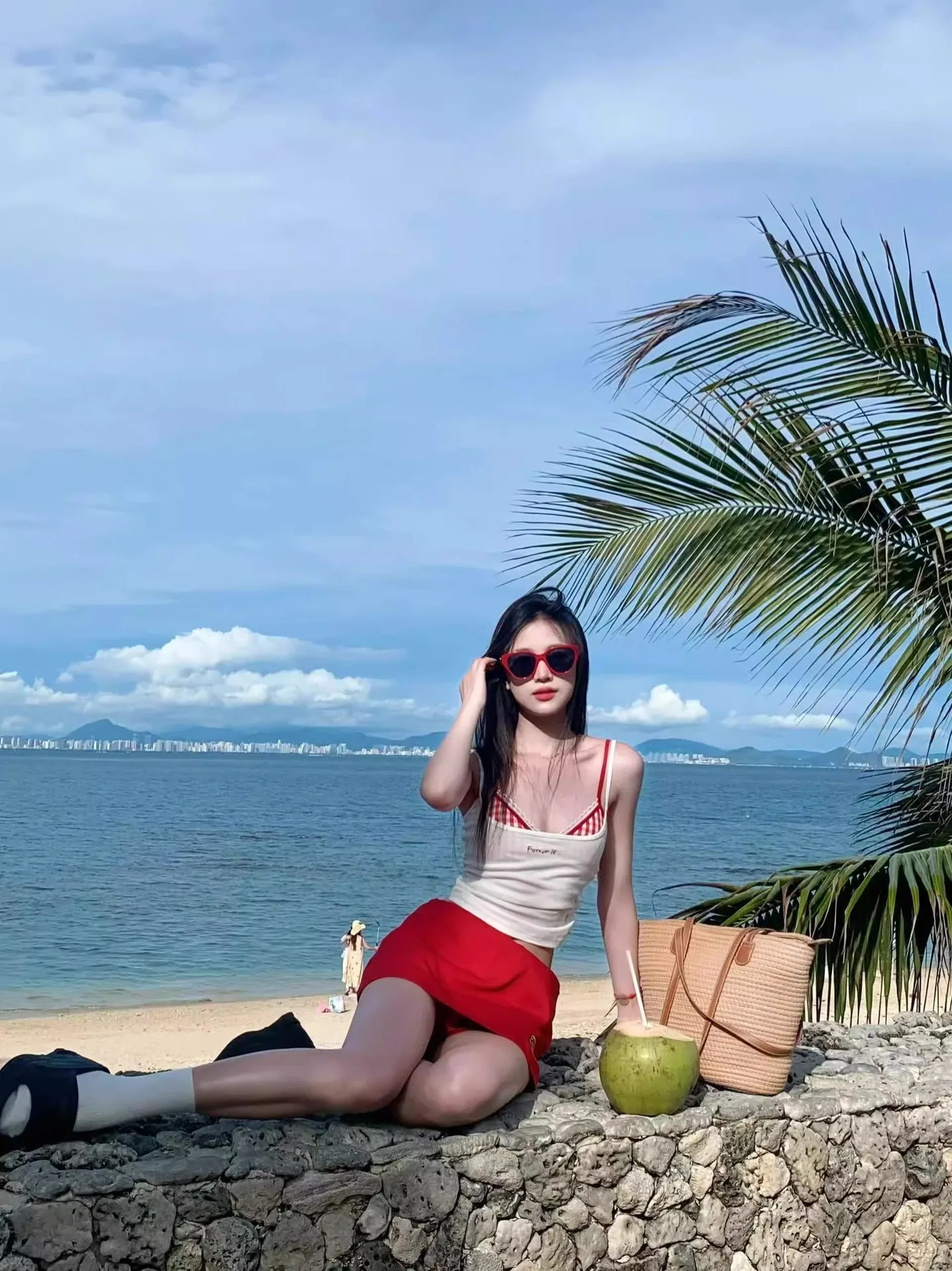 Lightweight and Breathable Bikini Set: Sexy Spaghetti-Strap Dress-Style Beach Vacation Two-Piece Swimsuit 4PCS