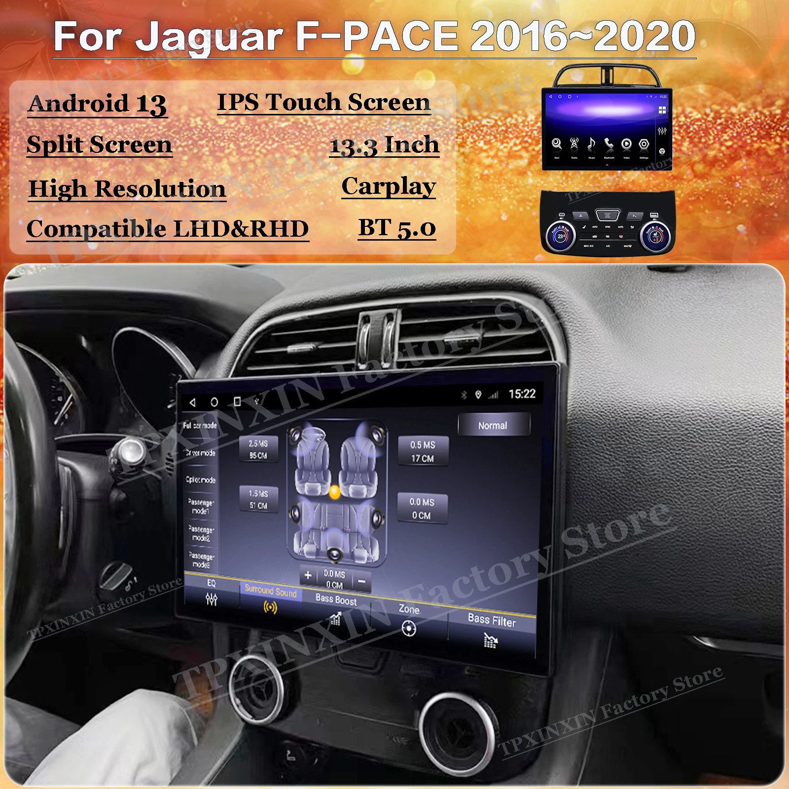 For Jaguar F-PACE 2016~2020 Android Auto Intelligent Multimedia GPS Navigation Car Radio offline map Stereo Receiver Head Unit