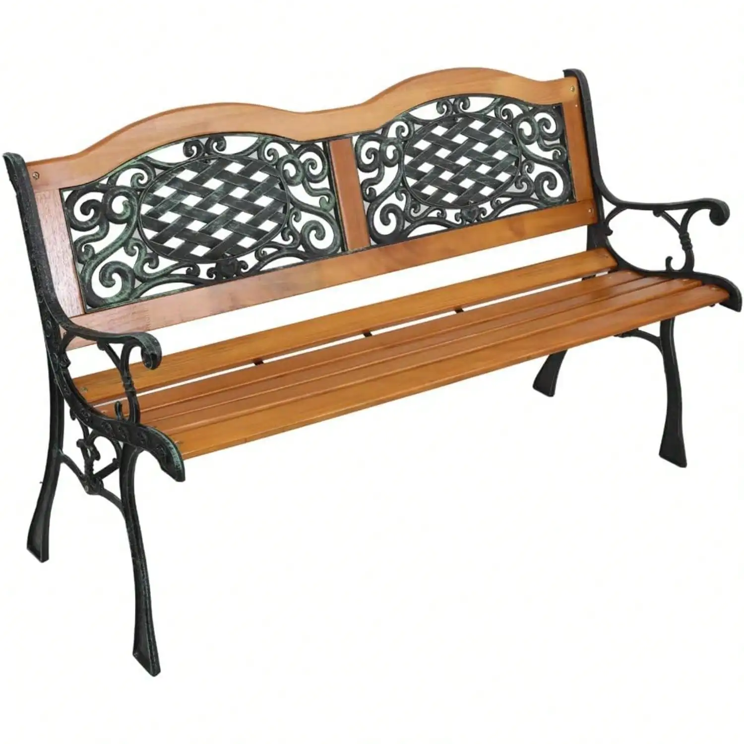 

Outdoor Metal Garn Front Porch , Wood Patio wPVC Backrt Cast Iron Love Seat Park (Arched Back)