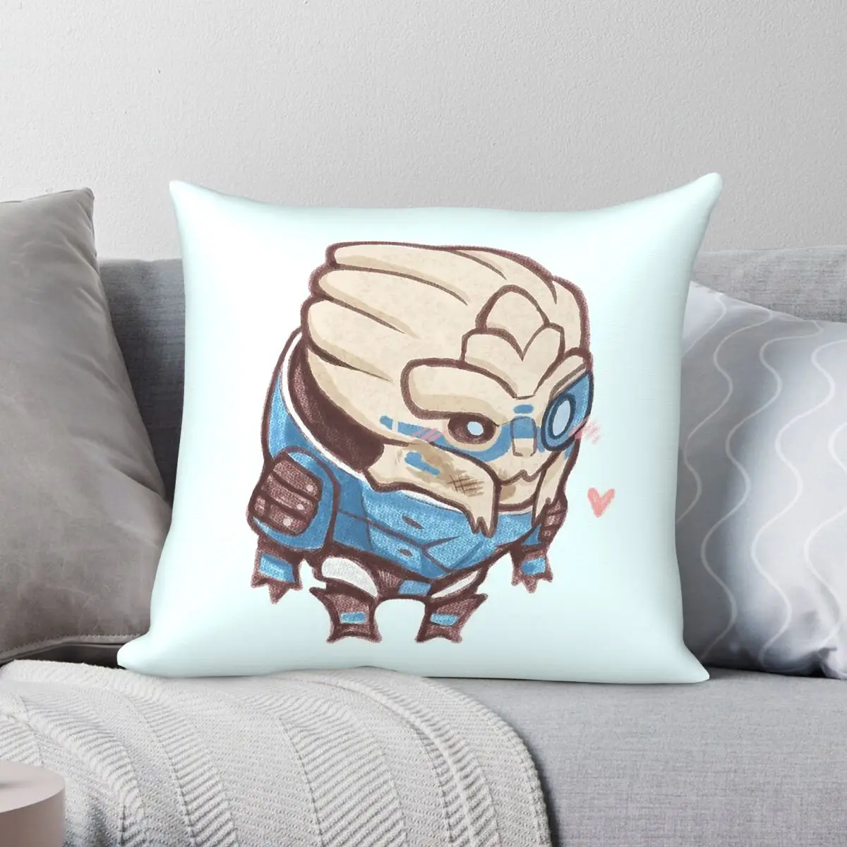 Chibi Garrus Vakarian Mass Effect Pillowcase Polyester Linen Velvet Pattern Decorative Pillow Case Car Cushion Cover Wholesale