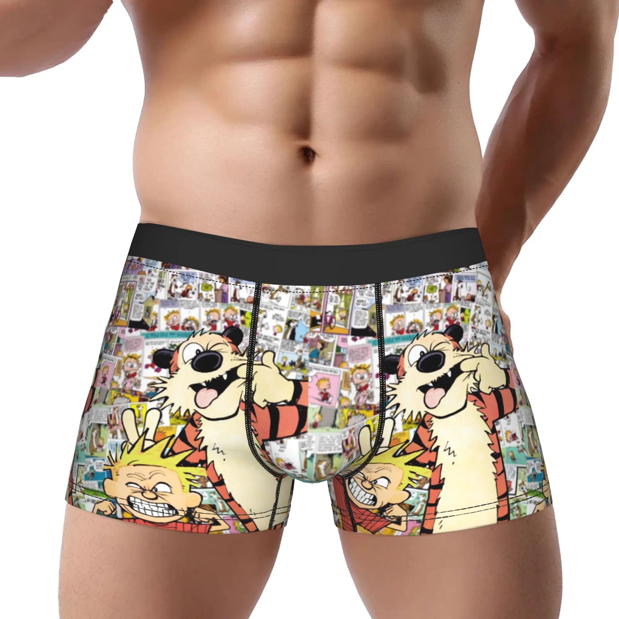Calvin and Hobbes Underpants Homme Panties Ropa interior masculina Pantalones cortos estampados Calzoncillos tipo bóxer