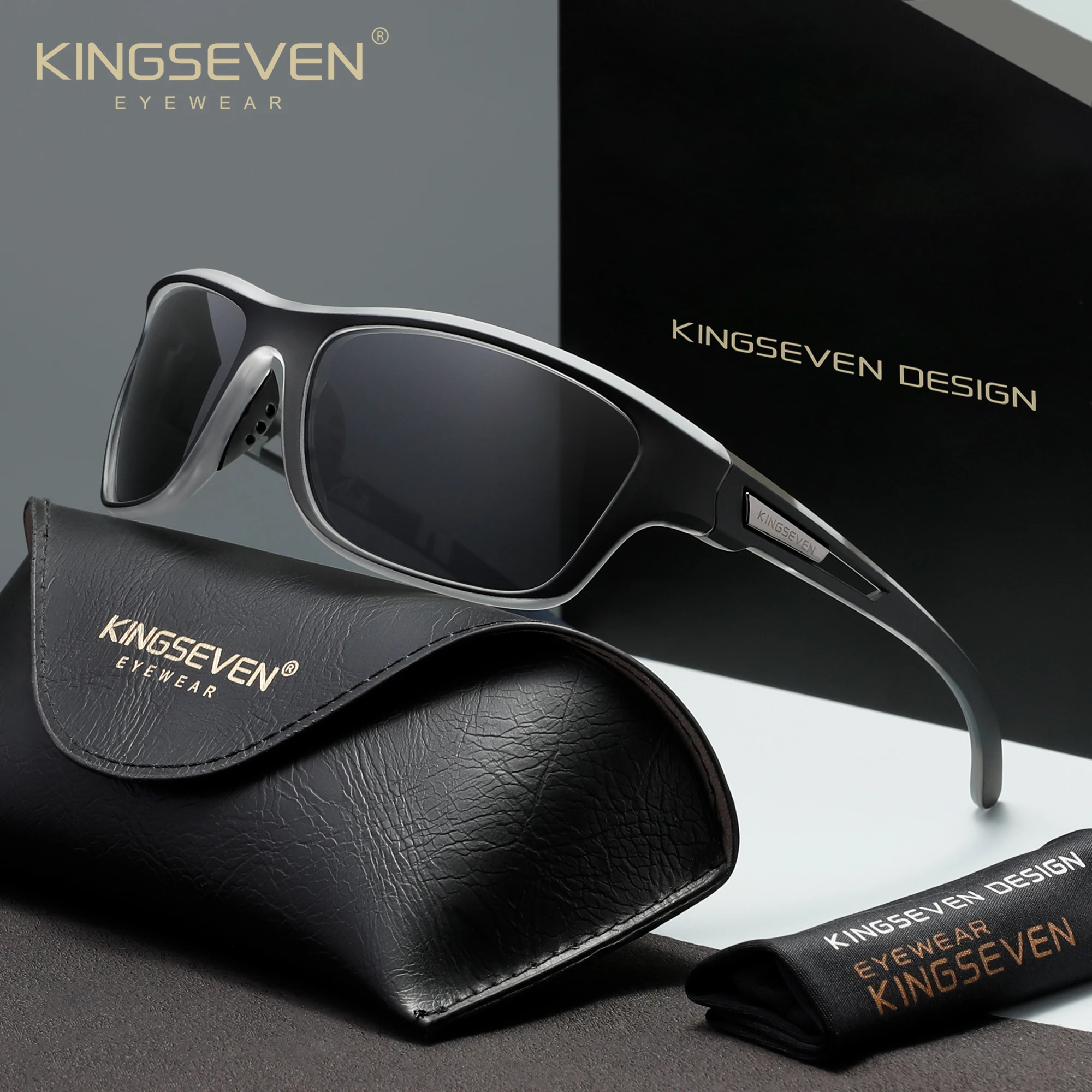 KINGSEVEN Neue Reit-Sonnenbrille für Herren, Polarisiert UV400, Outdoor-Brille, Fahrrad-Trendbrille für Damen, Lässige Sport-Sonnenbrille für Männer