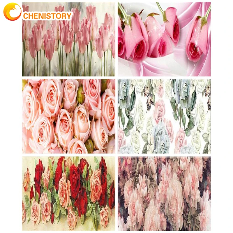 

CHENISTORY DIY Painting By Numbers Kits 60x75cm Flower Coloring By Numbers On Canvas Frameless Digital Painting Home Decor