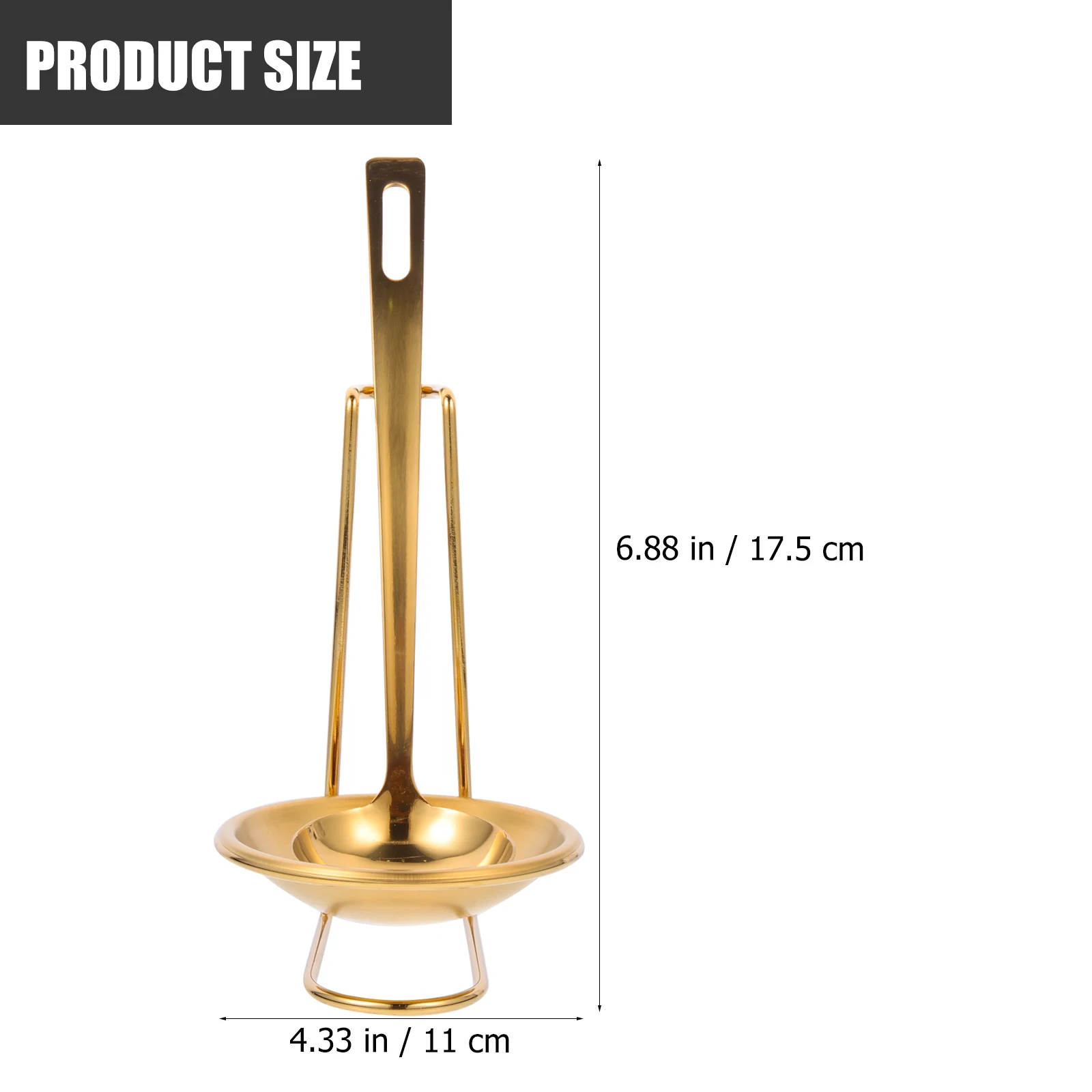 

Stainless Steel Spoon Rest Golden 6CM Countertop Ladle Rack for Soup Kitchen Scoop Storage Easy Clean Home Decor Gift