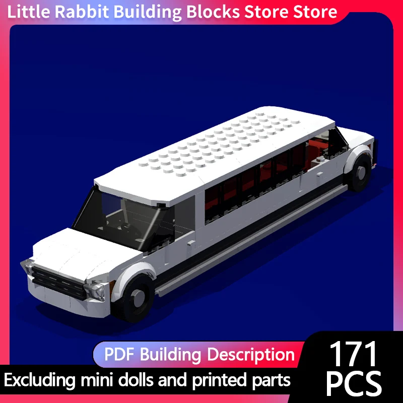 Speed Racing Car Model MOC Building Bricks White Limousine Modular Technology Children Holiday Gifts Assemble Toy Suit