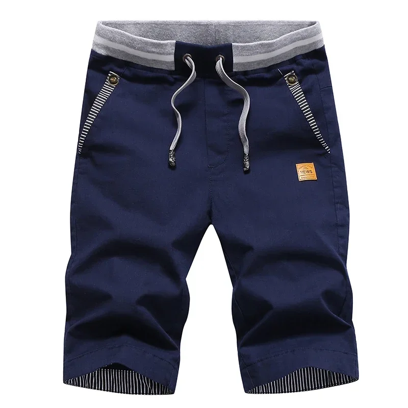 Linen Cotton Korean fashion Slim Fit Solid Color Shorts male Boardshorts Breathable Beach Short Summer Men's shorts Casual Pants