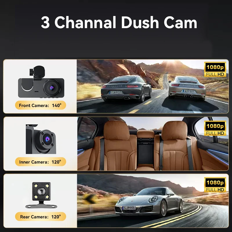 Summer 3 Camera 1080P DashCam WIFI Loop Recording 2