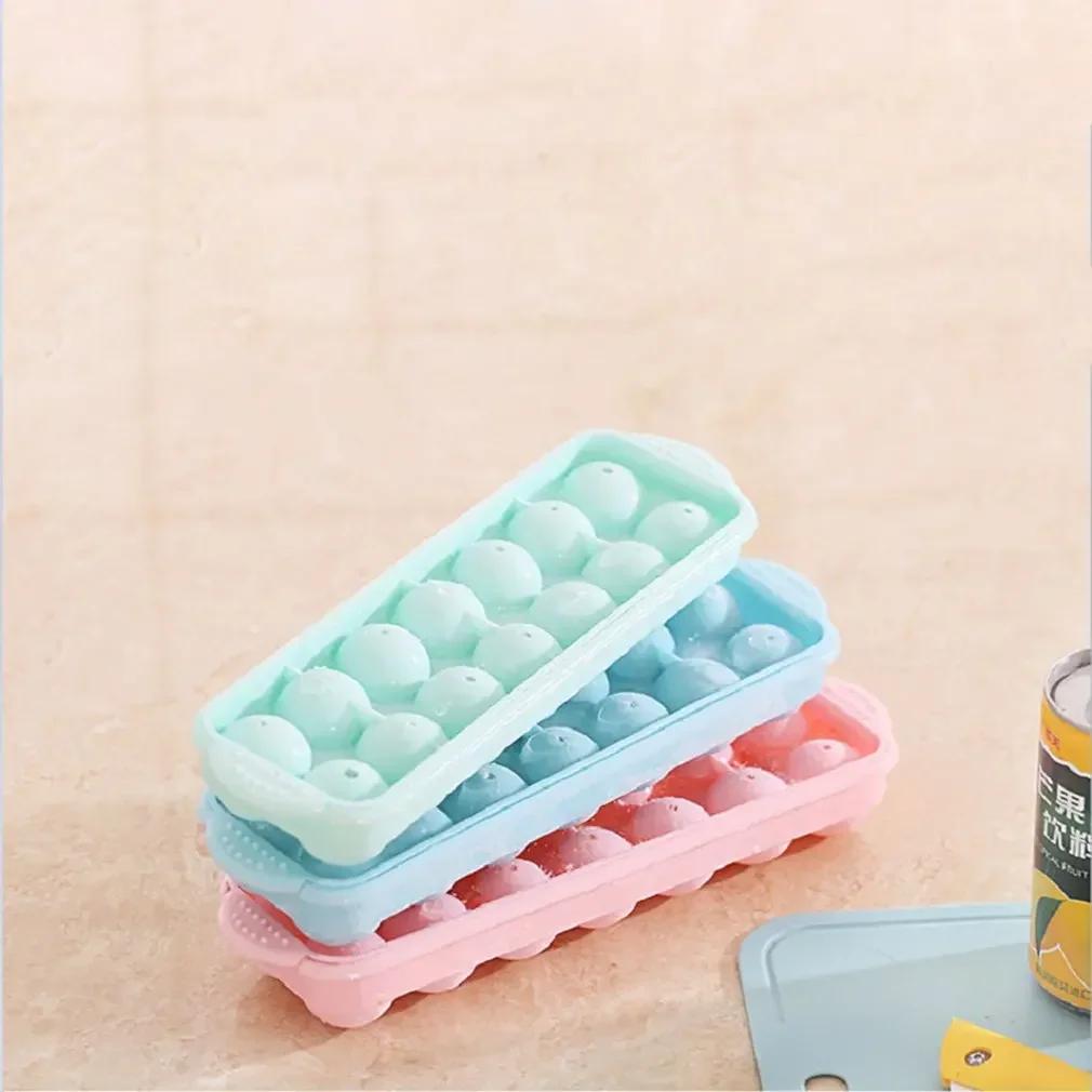 14 Hole Hockey Puck Ice Mold Plastic Tray Hockey Grid Making Box Colorful Random Cube Eco-friendly Silicon Popsicle Mould