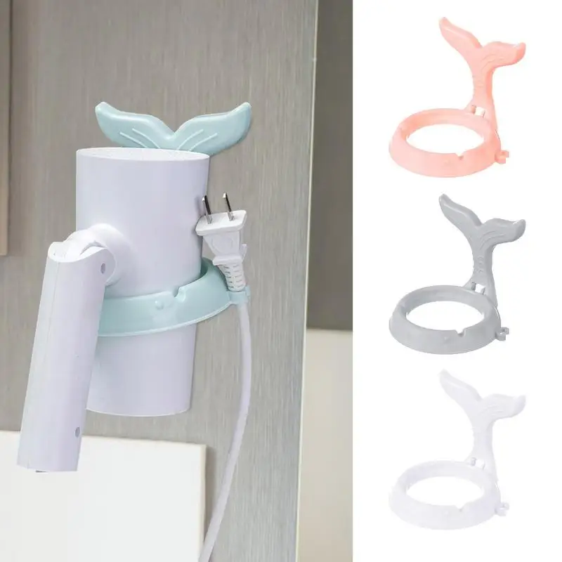 Self Adhesive Hair Dryer Holder Whale Design Nails-Free Wall Mount Bathroom Holder Rack Organizer Holder For Bathroom Home Use