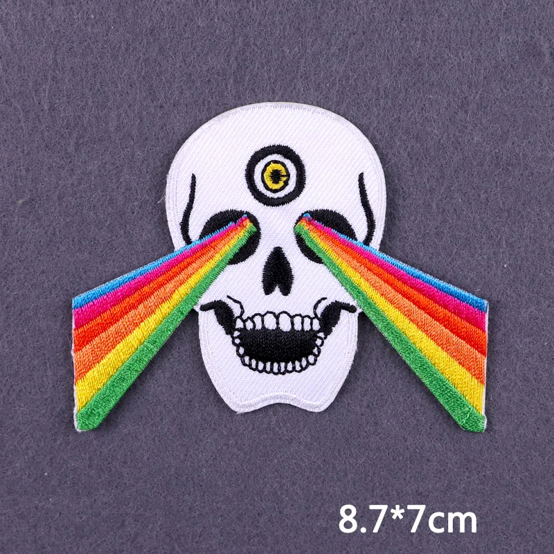 Flamme Schädel Patch Kleidung Punk Bestickt Patches Für Kleidung Eisen Auf Patch Auf Kleidung Thermoadhesive Patches Jacke Abzeichen DIY – Detail 18