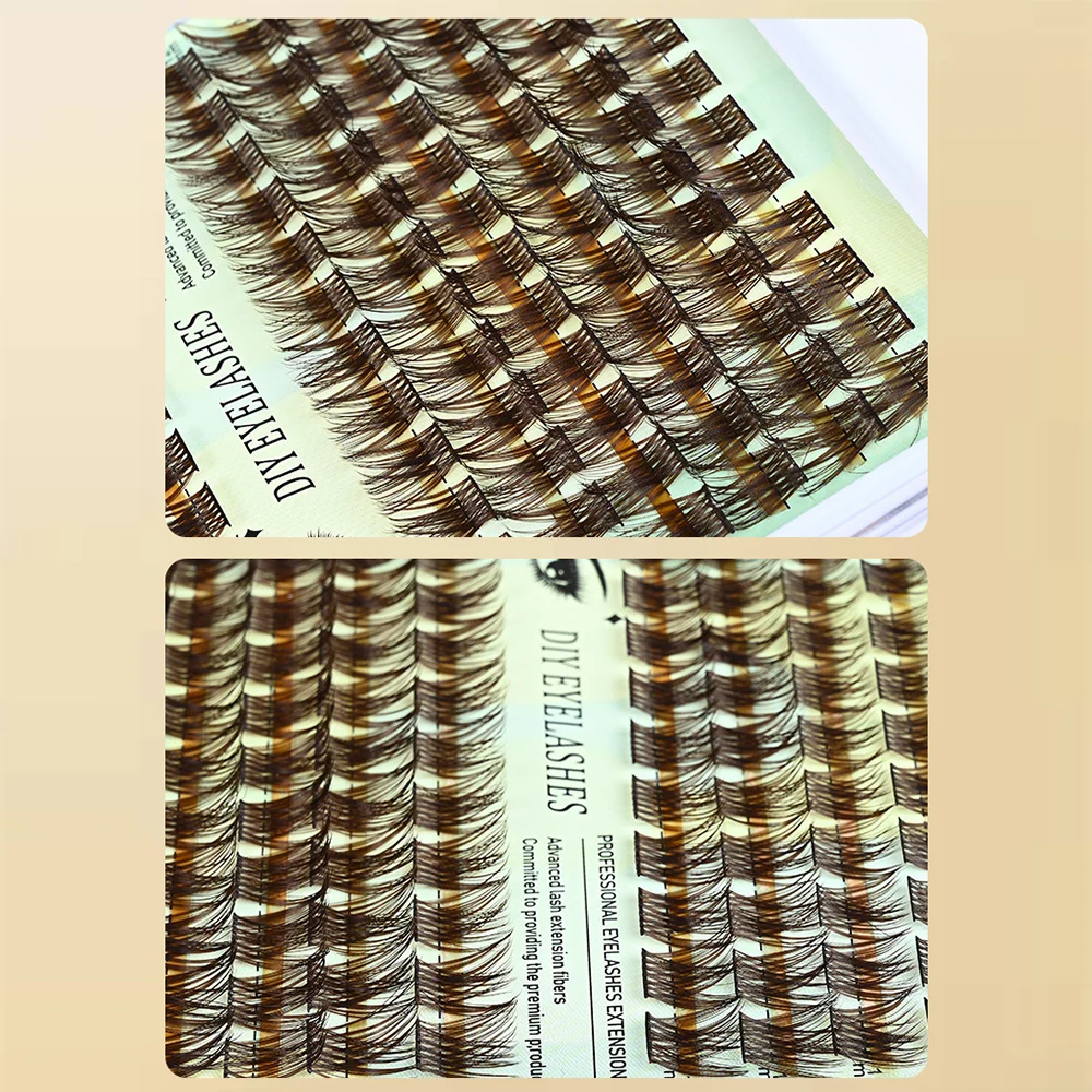 シングルクラスターセグメントまつげ ナチュラルルック ソフトふわふわ DIY グラフトまつげ ブラウン ハンドメイド インビジブルまつげ