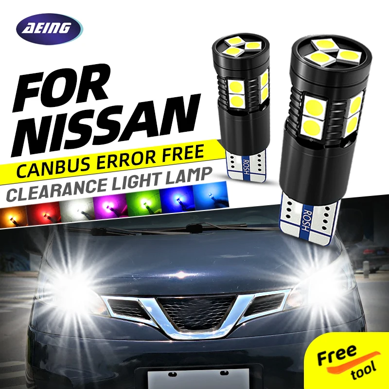 

2×T10 LED Clearance Lights Bulbs W5W for Nissan Leaf Maxima Micra NV200 NV400 Pulsar NP300 Navara Pathfinder Pixo NT400 CABSTAR