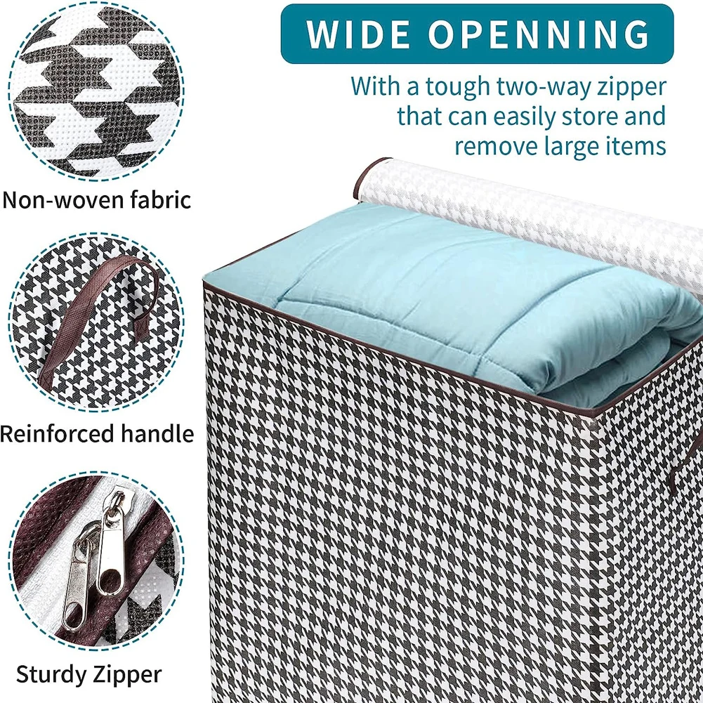 Folding Clothes Storage Bag Visible Portable Wardrobe Sorting Clothes Storage Box with Reinforced Handle for Bedding Quilt image 4