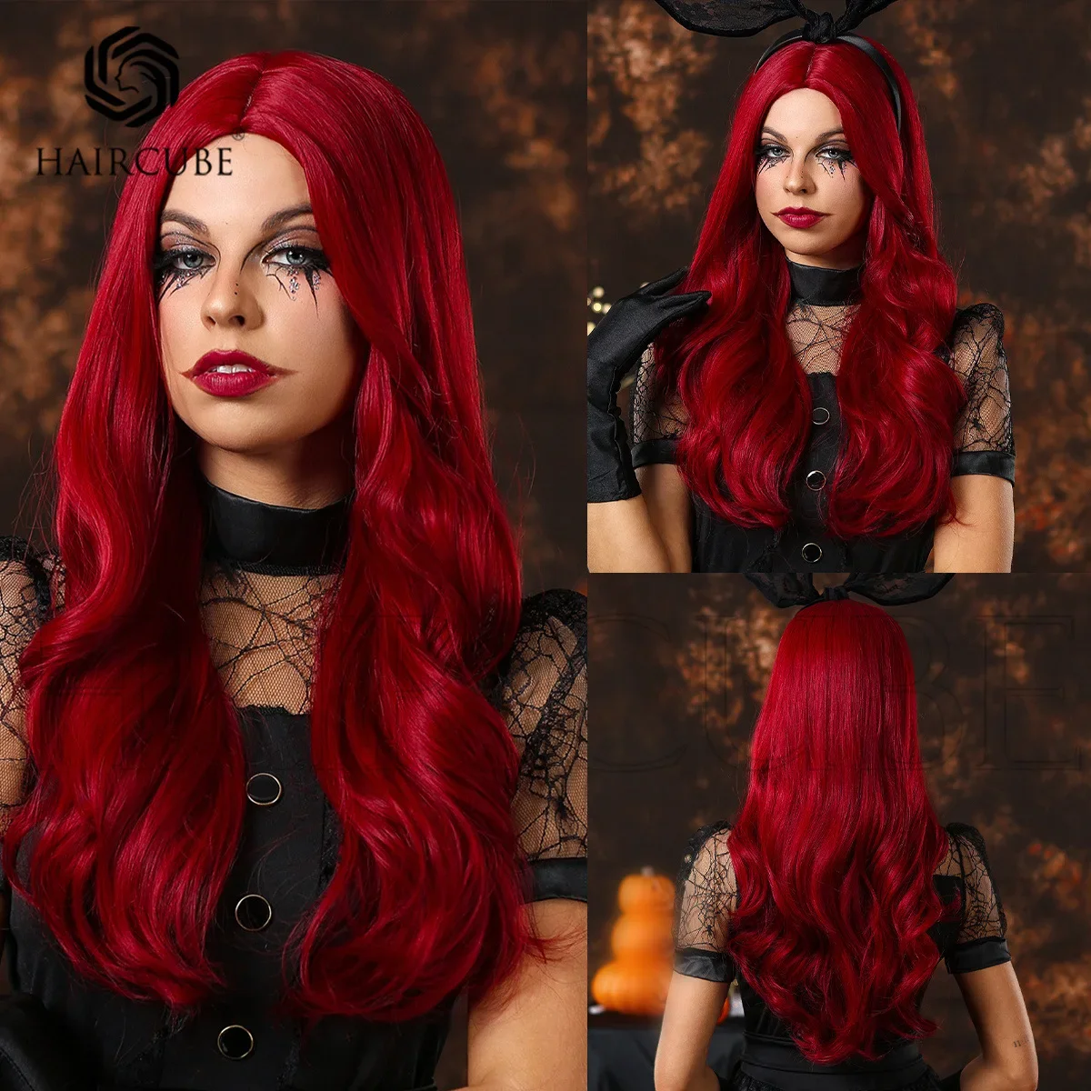 Neptune vermelho longo cabelo encaracolado peruca para mulheres, senhoras cosplay traje, festa de Halloween, evento, novo