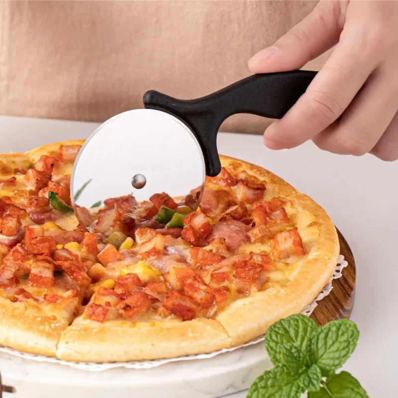 New Stainless Steel Pizza Cutter Knife Single Wheel Cut Tools Household Waffle Cookies Cake Tools Pizza Wheels Scissors Bakeware