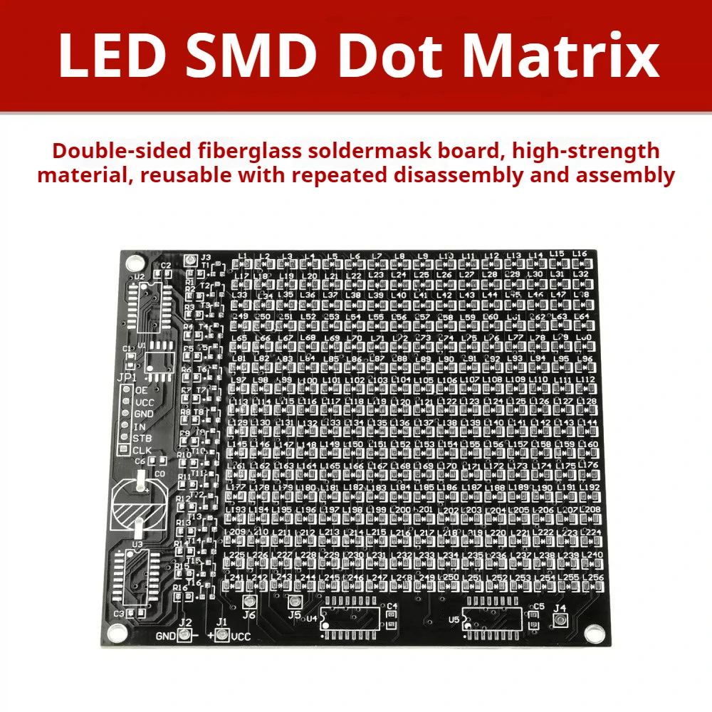 64/256 led smd matriz de pontos tela de publicidade prática de soldagem kit diy 0-9 display digital divertido kit eletrônico componente de solda