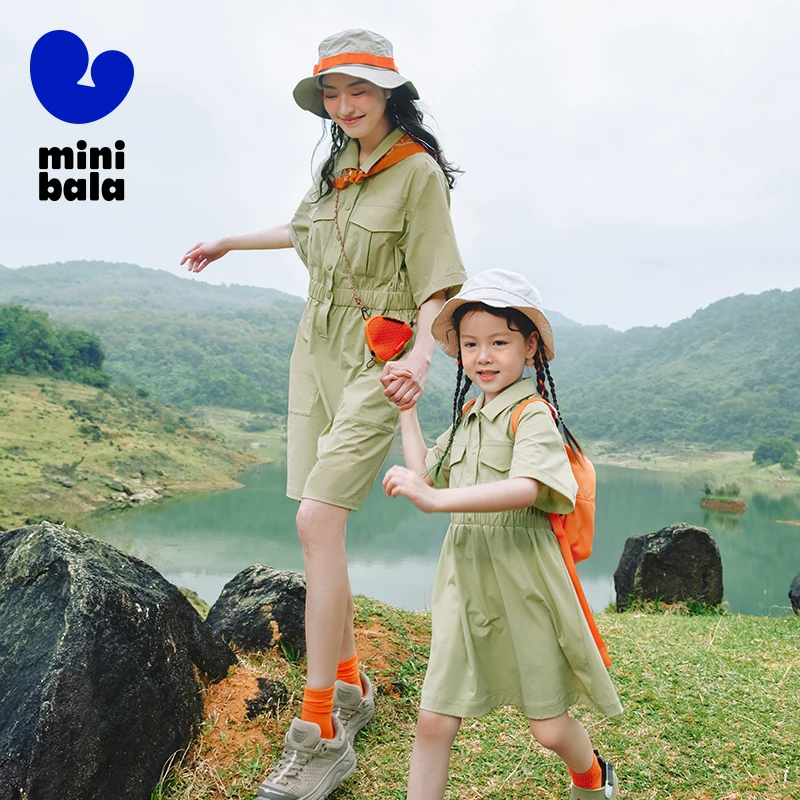 Mini Bala Cool Feeling Quick-dry Workwear-style Dress Mother-daughter Outfit Summer Parent-child Outfit
