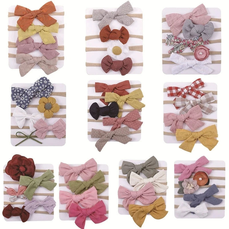 

5Pcs/lot Baby Elastic Nylon Headband Newborn Lovely Flower Lace Bow HeadBand for Girl Infant Toddler Soft baby Accessories gift