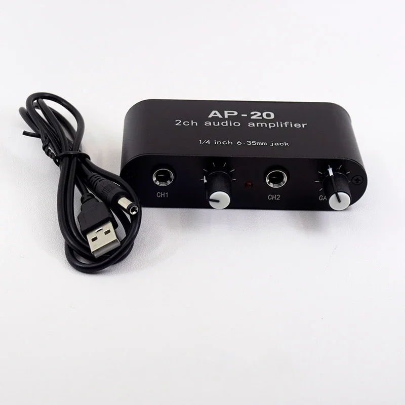 AP-20 двухканальный усилитель звука для 1/4 дюймового разъема 6,35 мм вход/выход микрофон односторонний баланс вход