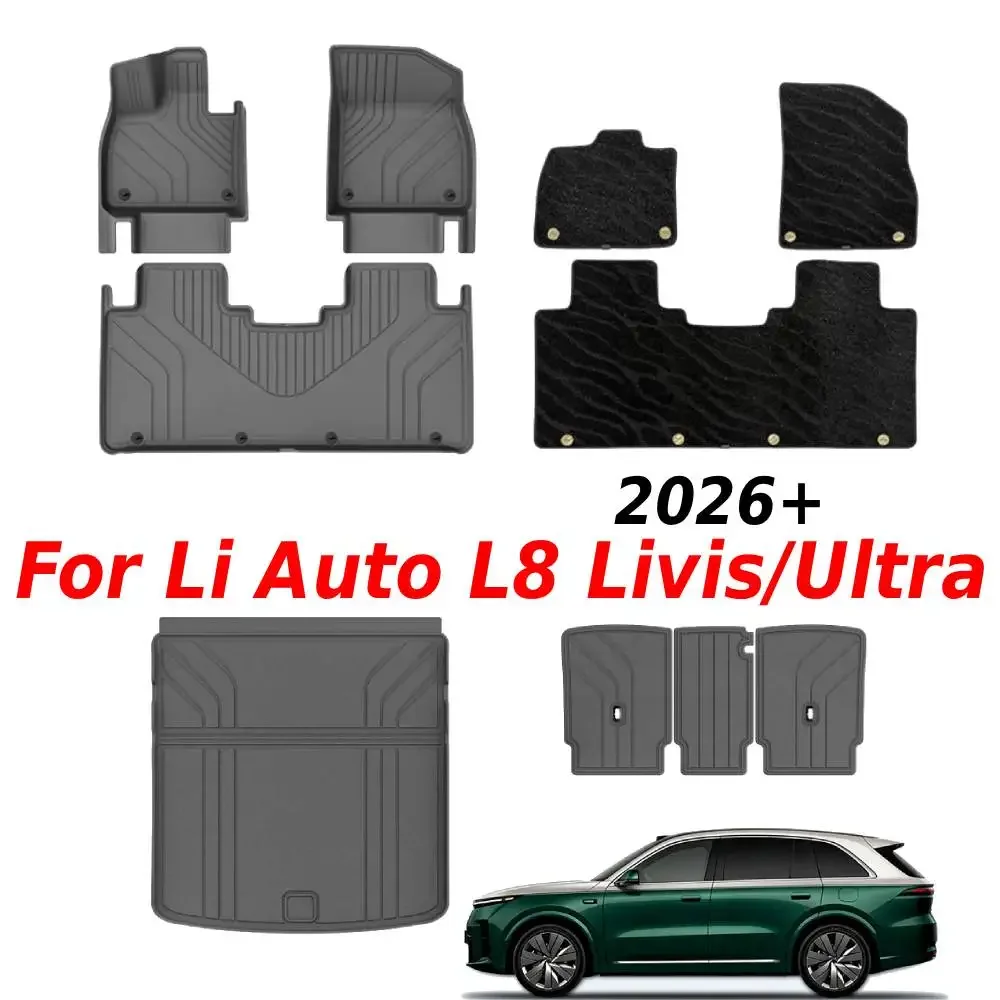 For Li Auto L8 Livis/Ultra 2026+ TPE Floor Mats Durable Design Waterproof Luggage Mat Foot Pads Trunk Mats Accessories 5 seats