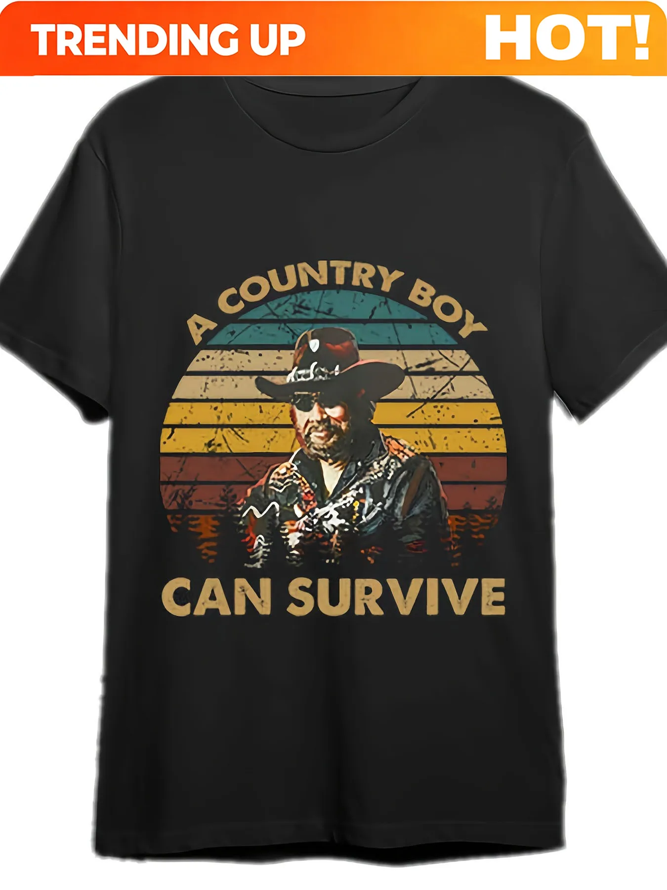 Men' S A Country Boy Can Survive Graphic Plus Size T Shirt Classic Hank Jr Music Design Black Cotton Short Sleeve Tee Casual Com
