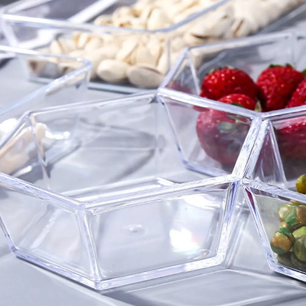 

2Pcs Transparent Acrylic Storage Plates Fruit Bowls Snack Trays Household Kitchen Accessories Food Tray