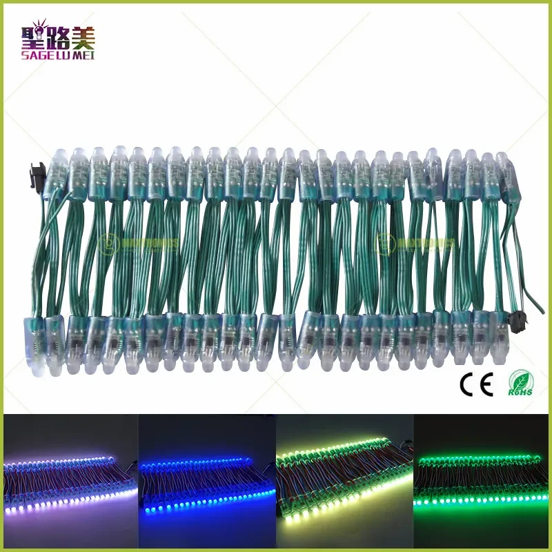 Guirxiété lumineuse LED adressable pour vacances de Noël, fil de lumière, technologie, noir, vert, blanc, RWB, DC5V, 12V, WS2811 IC, 12mm, 500 pièces par lot