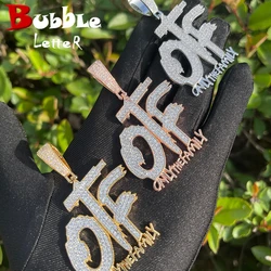 Bubble Letter Iced Out Pendant Only The Family Necklace for Men Prong Setting Cubic Zirconia Hip Hop Jewelry