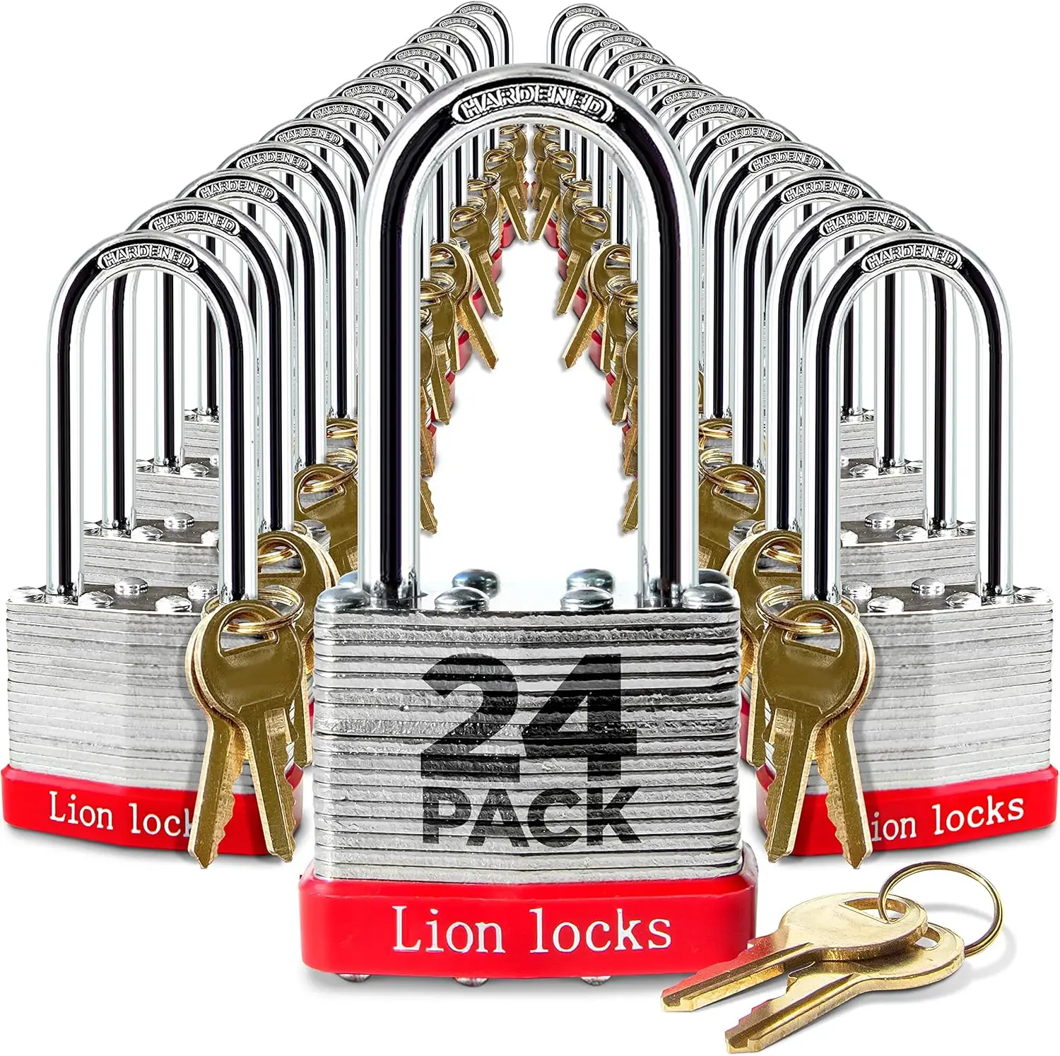 24 Keyed Alike Padlocks 48 Keys Padlocks for Outdoor Use Locks with Keys Hardened Steel Case Pick Resistant Brass Pin Cylinder