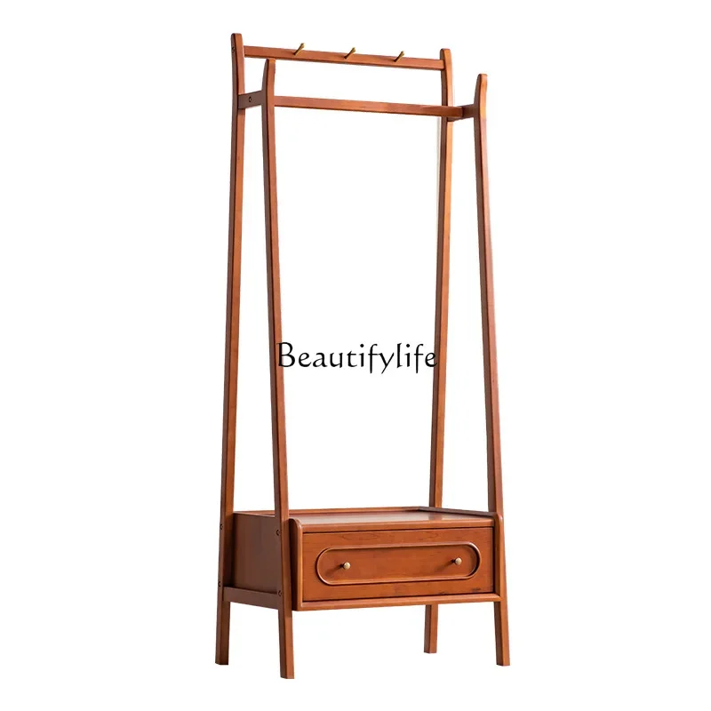 

pg46French retro all-solid wood coat rack Floor-to-ceiling multi-functional entrance storage hanger