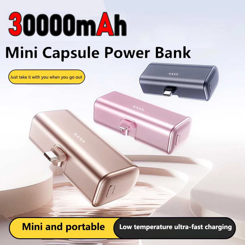 Xiaomi 30000 mAh Mini Kapsel Wireless Power Bank Große Kapazität Schnelle Ladung Tragbare Telefon Externe Batterie Für iPhone Samsung
