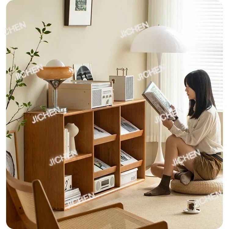 

Полка для гостиной из цельного дерева, встроенный книжный шкаф для журналов в скандинавском стиле