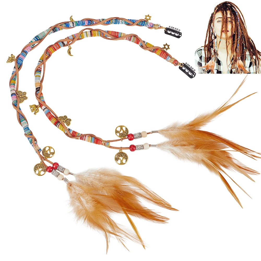 Feather Hair Extension - 2pcs Feather Hair Extension Clip Boho