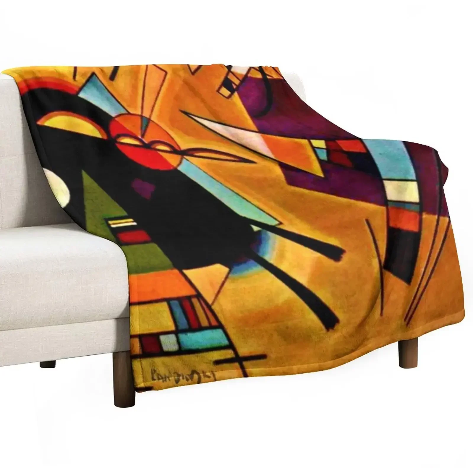 

Wassily Kandinsky 'Black and Violet' | Kandinsky Abstract Cubism Throw Blanket Bed covers Luxury Blankets