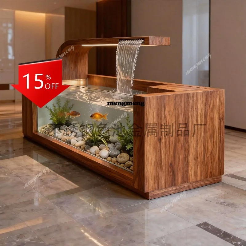 

R134 Living room installation fish pond can be live water stainless steel hourly flowing water ornament custom decoration