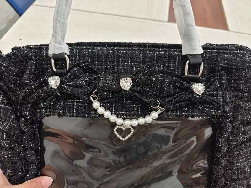 Y2K japanische Ita-Tasche, transparente Tragetasche mit Rüschenbesatz, süße Harajuku-Handtasche zur Präsentation von Abzeichen, Pendler-Umhängetasche mit großem Fassungsvermögen – Detail 5