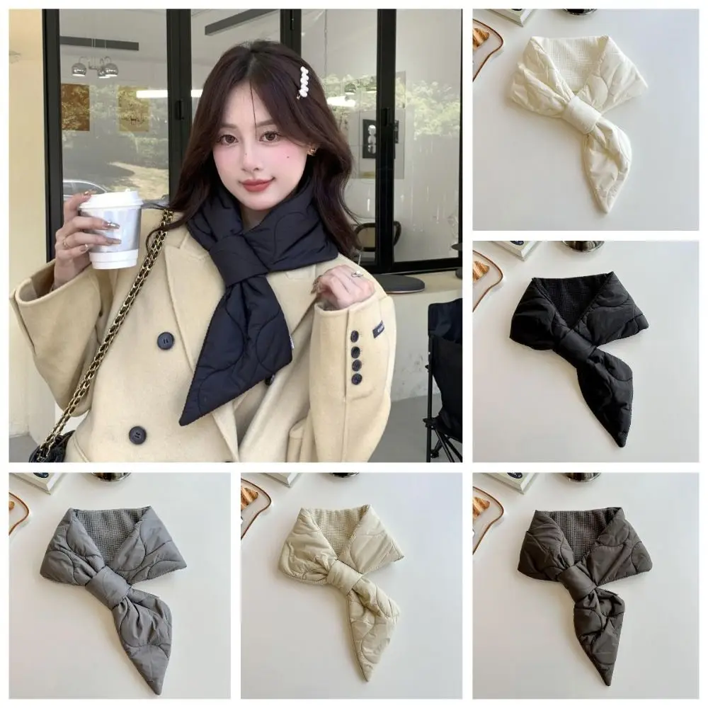 Simple Keep Warm Cross Feather Scarf Windproof Korean Style Down Neck Scarf Neck Protection Solid Color Thermal Shawl Cycling