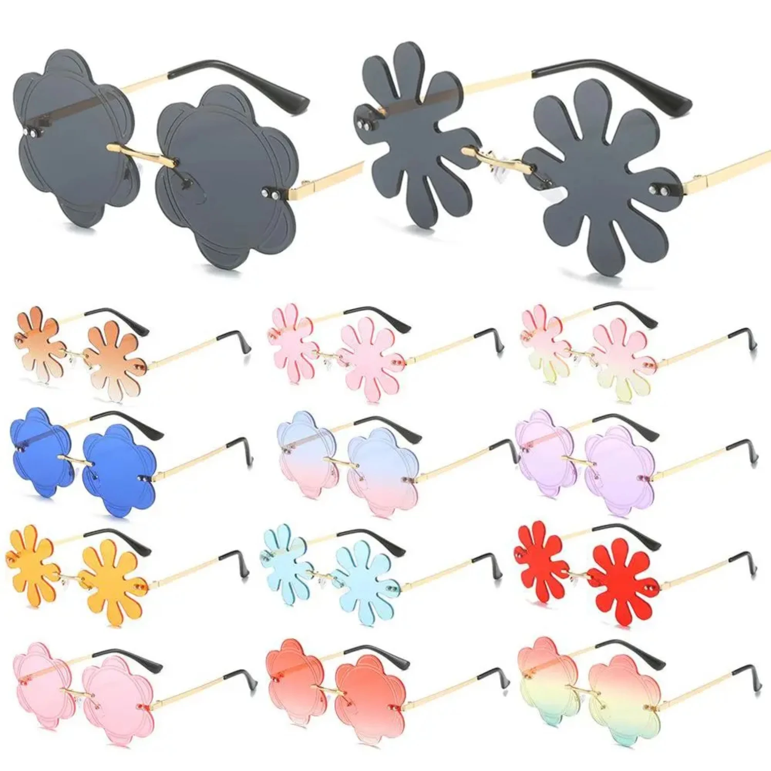 

Flower Shaped Sunglasses Women Fashion Sun Glasses Funny Beach Party Glasses Ladies Rimless Flower Lens Summer Sunglasses