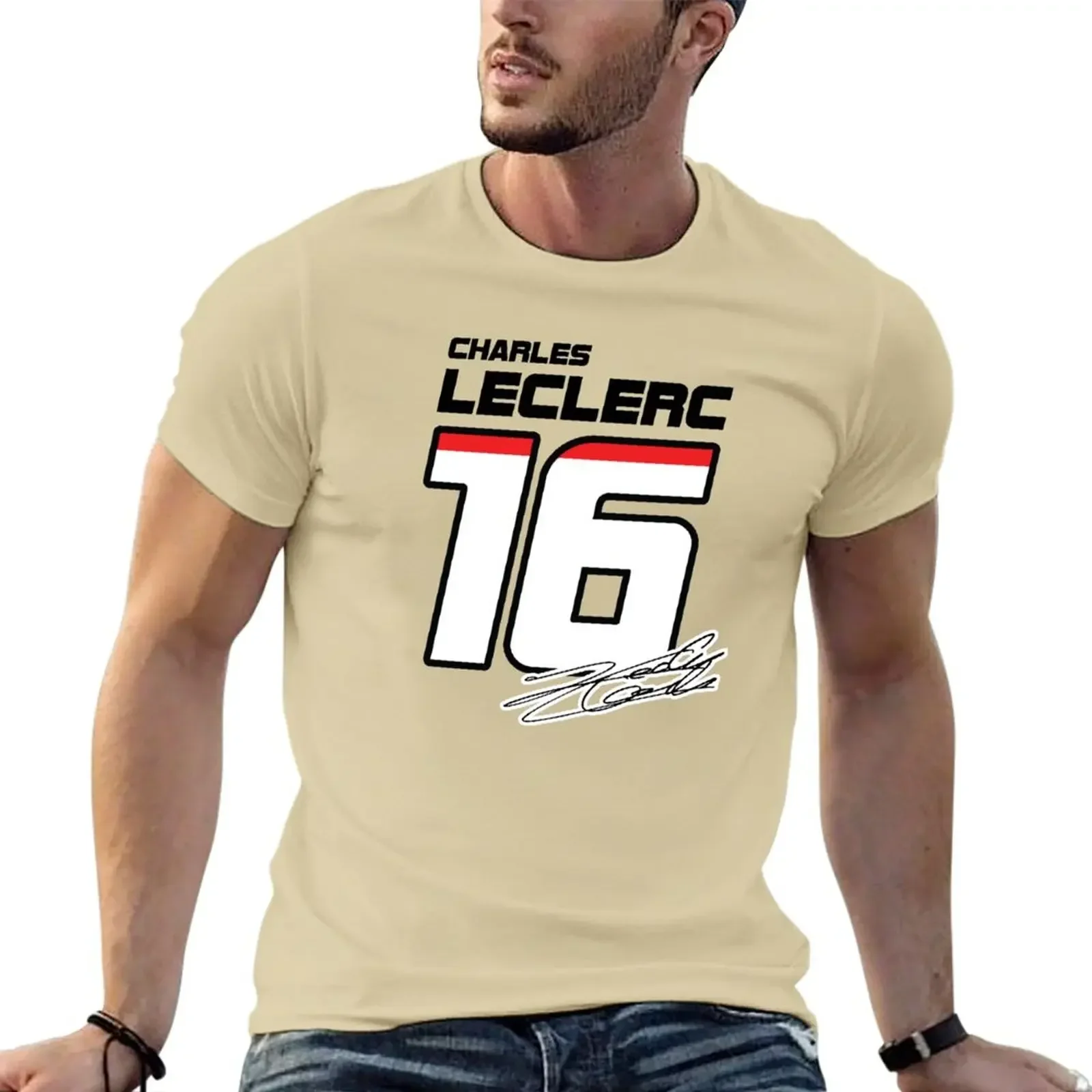 Graphic tees customs design your own mens anime F1 Leclerc 16 T-Shirt oversized t shirts clothing harajuku 2024 summer