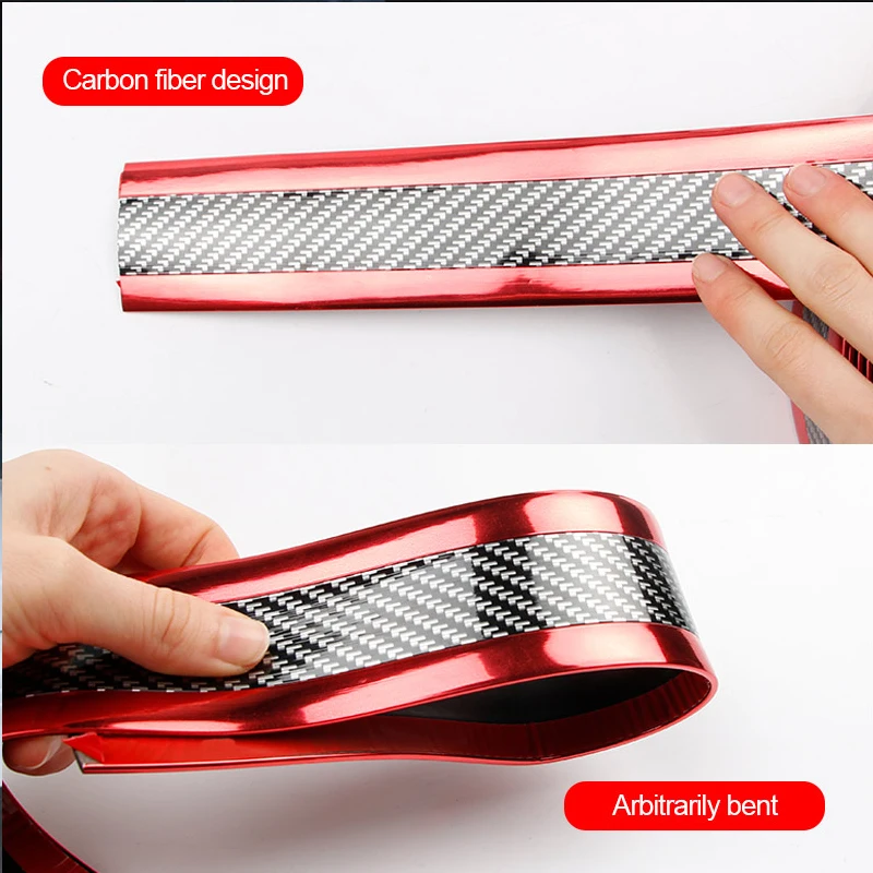 Car Sticker Car Door Sill Protector Stickers Anti Scratch Strip Carbon Fiber Car Threshold Protection Bumper Film Sticker