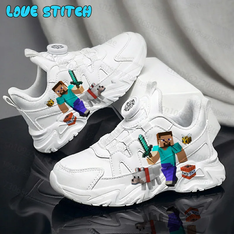 Популярные детские кроссовки Minecraft 2026 для мальчиков и девочек с принтом, на толстой подошве, с поддержкой свода стопы, прочные, легкие, модные, оптом