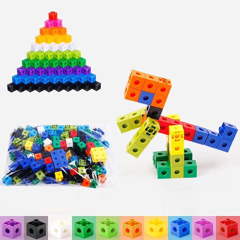 50/100Pcs Home School Preschool Connected Cube Toys For Mathematical Counting Plastic Counting