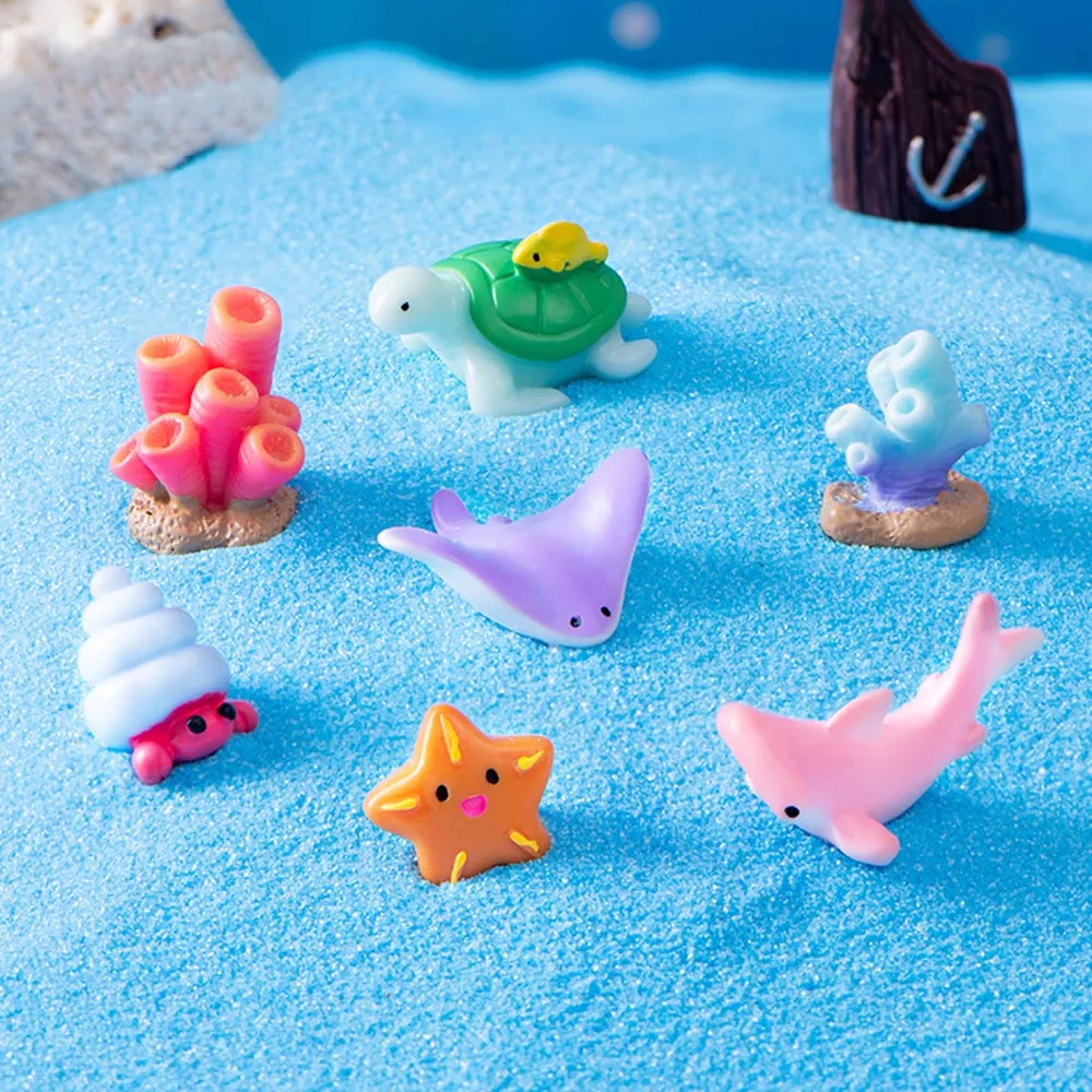 21style Marine Organism Mini Sculpture Seal Starfish Sea Lion Octopus Cake Decorations For Underwater Birthday Party Decors