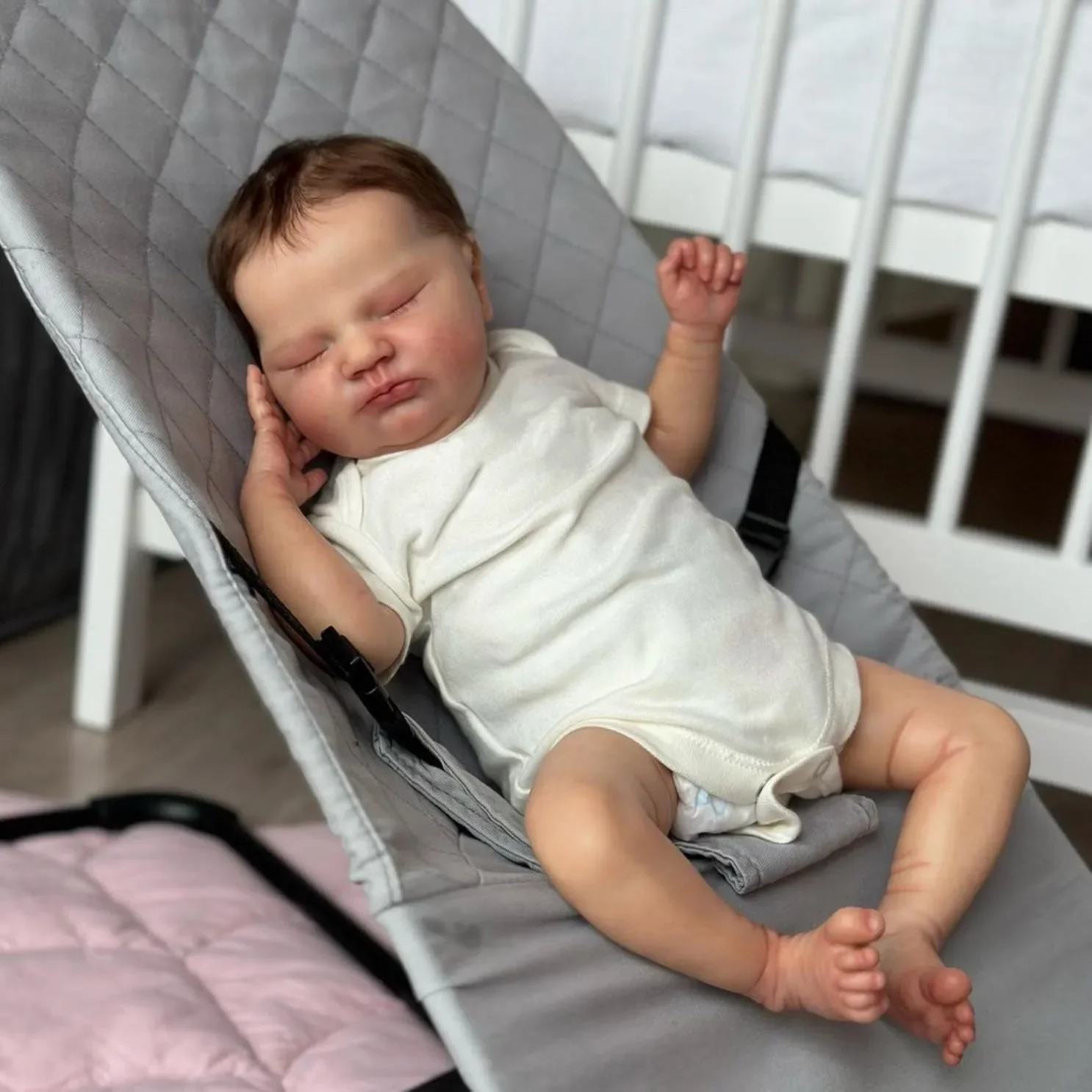 3D Skin With Visible Veins 48 CM Soft Silicone Cloth Body Asleep Reborn Baby Art Doll Toy For Girl 19 Inch Lifelike Doll