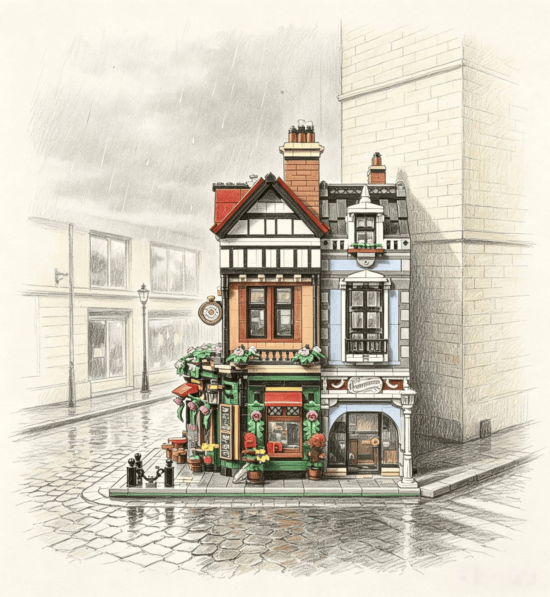 

2026 new retro British street house corner building blocks toys birthday gift architectural street view bricks adult gifts