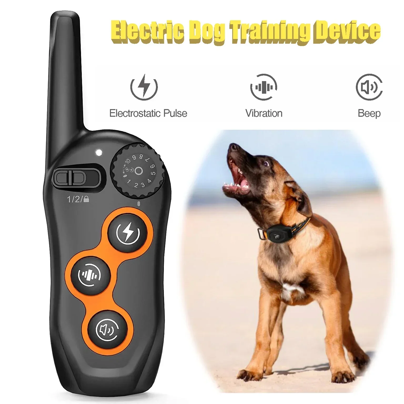 Anti Bark Dog Collar, Remote Control Electric Dog Training Device Automatic Bark Stopper Collar Beep IP67 Waterproof for All Dog