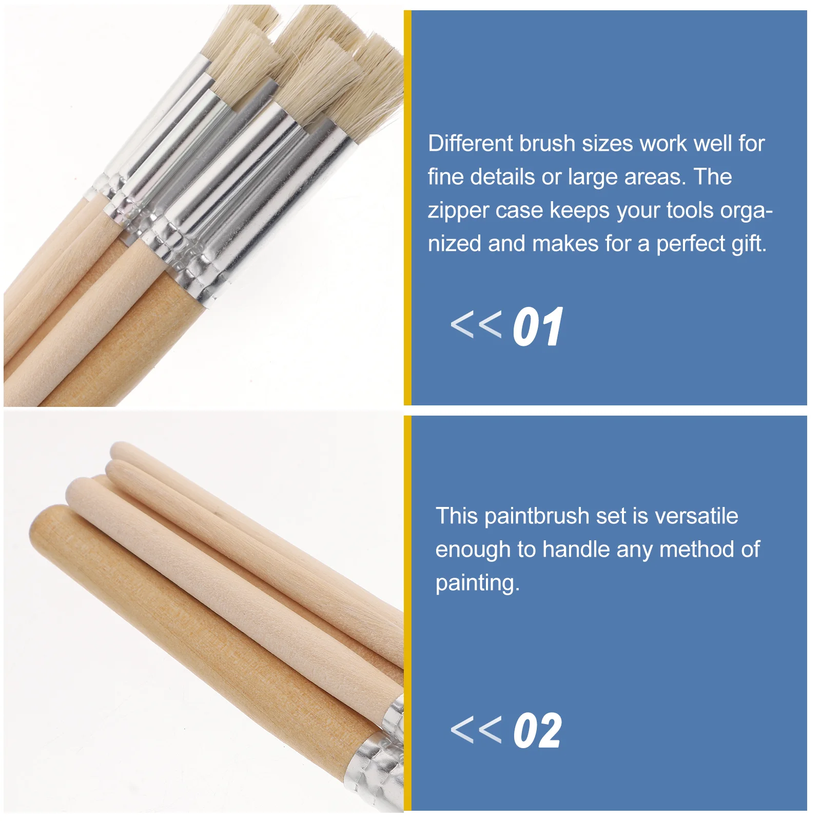 6 Pcs/set Oil Painting Brush Stain Brushes for Acrylic Bristle Wooden Handle Watercolor