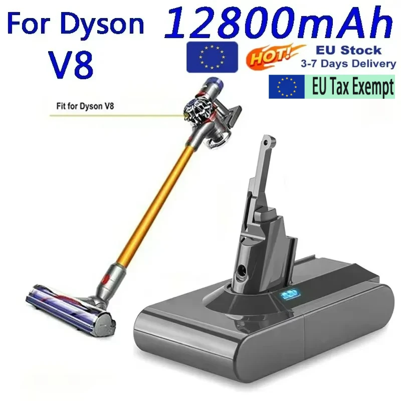 Image of Für Dyson V8 12800mAh 21,6V Akku, V8 Serie, V8 Fluffy Li-Ion SV10 Staubsauger Wiederaufladbarer Akku L70