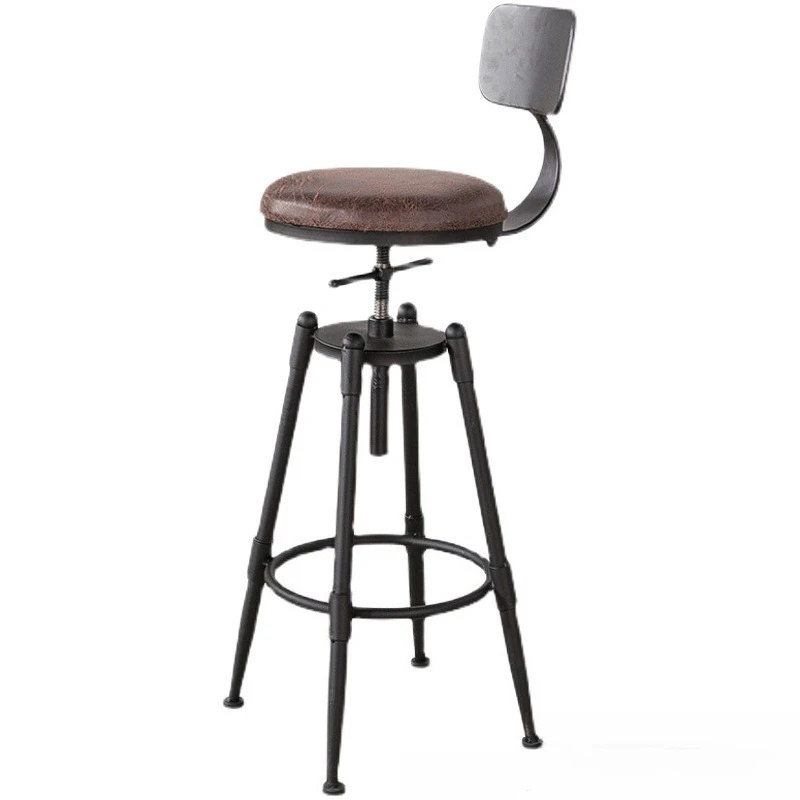 

Rotating lift bar chair, solid wood retro high stool, home leisure bar chair