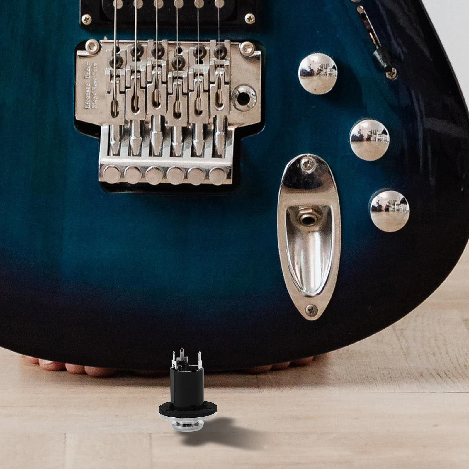 

2 Sets Guitar Socket Accessories End Pin Hardware Black Pickup Electric Jack Endpin Plug for